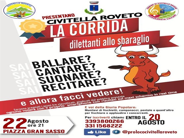 La Corrida, dilettanti allo sbaraglio , a Civitella Roveto