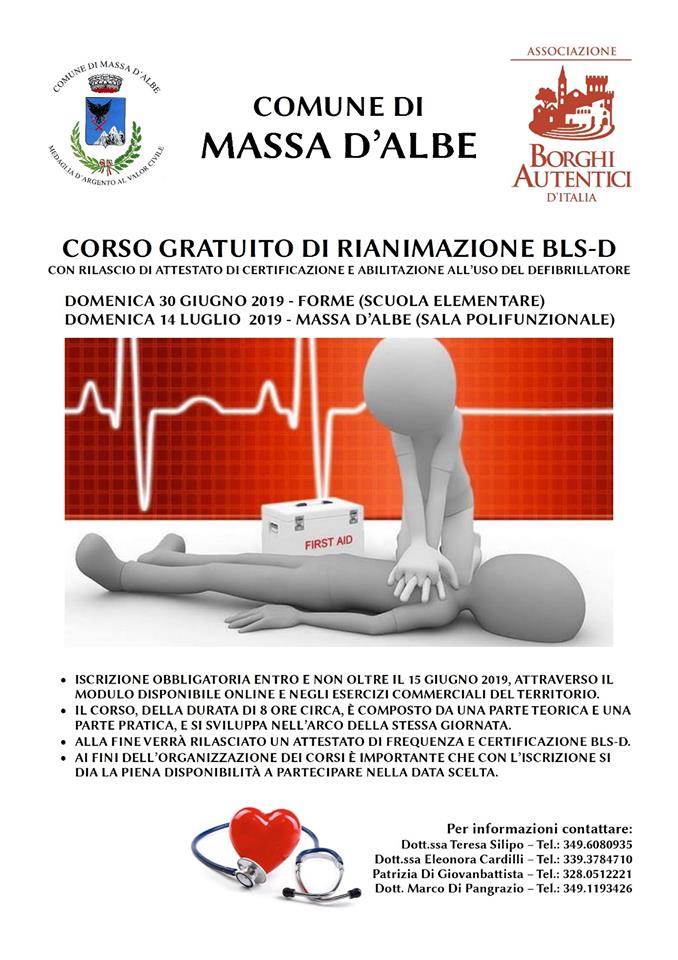 Corso gratuito di rianimazione BLS-D  a Massa D'Albe